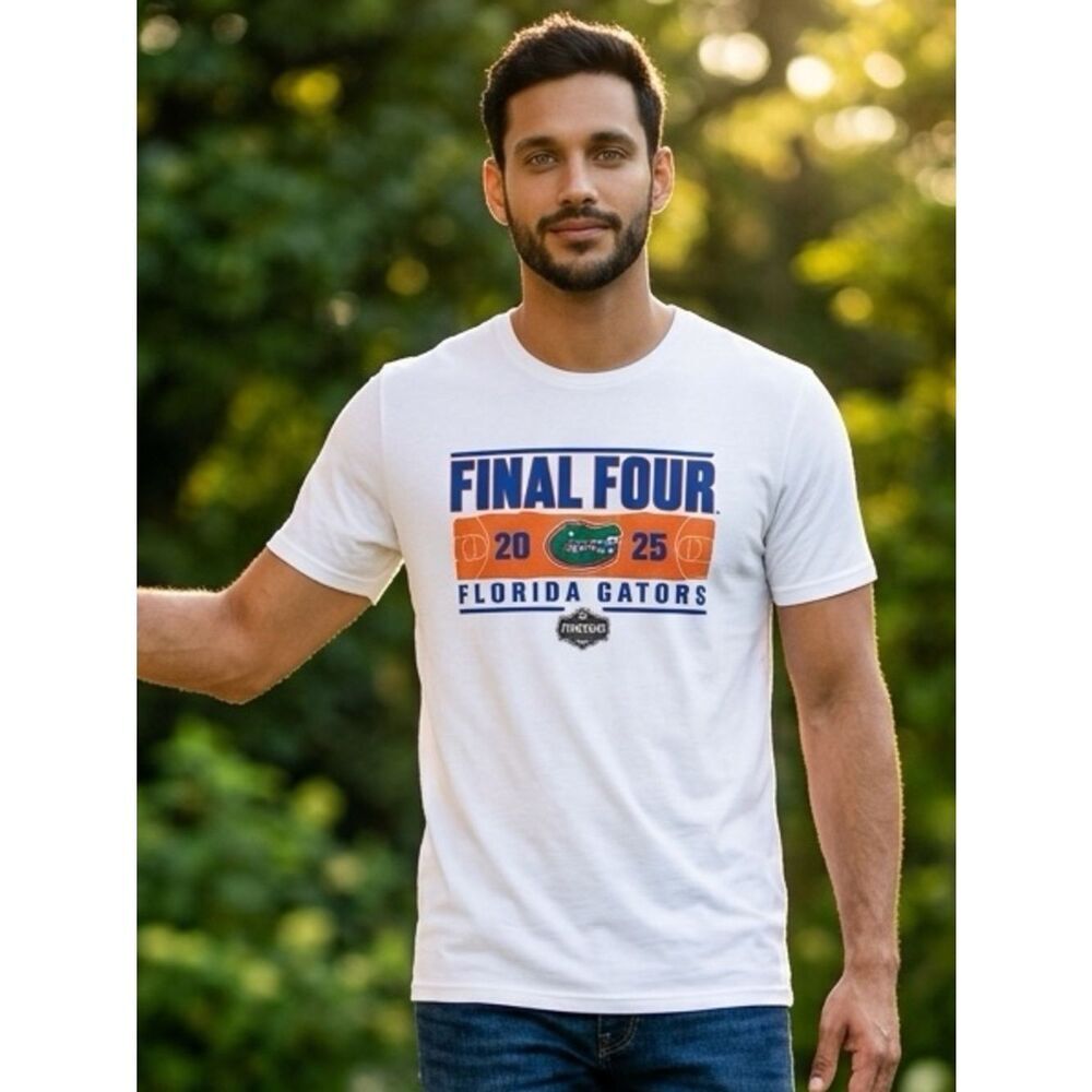 NWOT Unisex White 2025 Final Four Basketball Florida Gators T-Shirt - Size 2XL